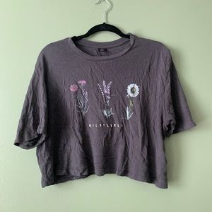 Urban Outfitter Embroidered Cropped Wildflower Tee